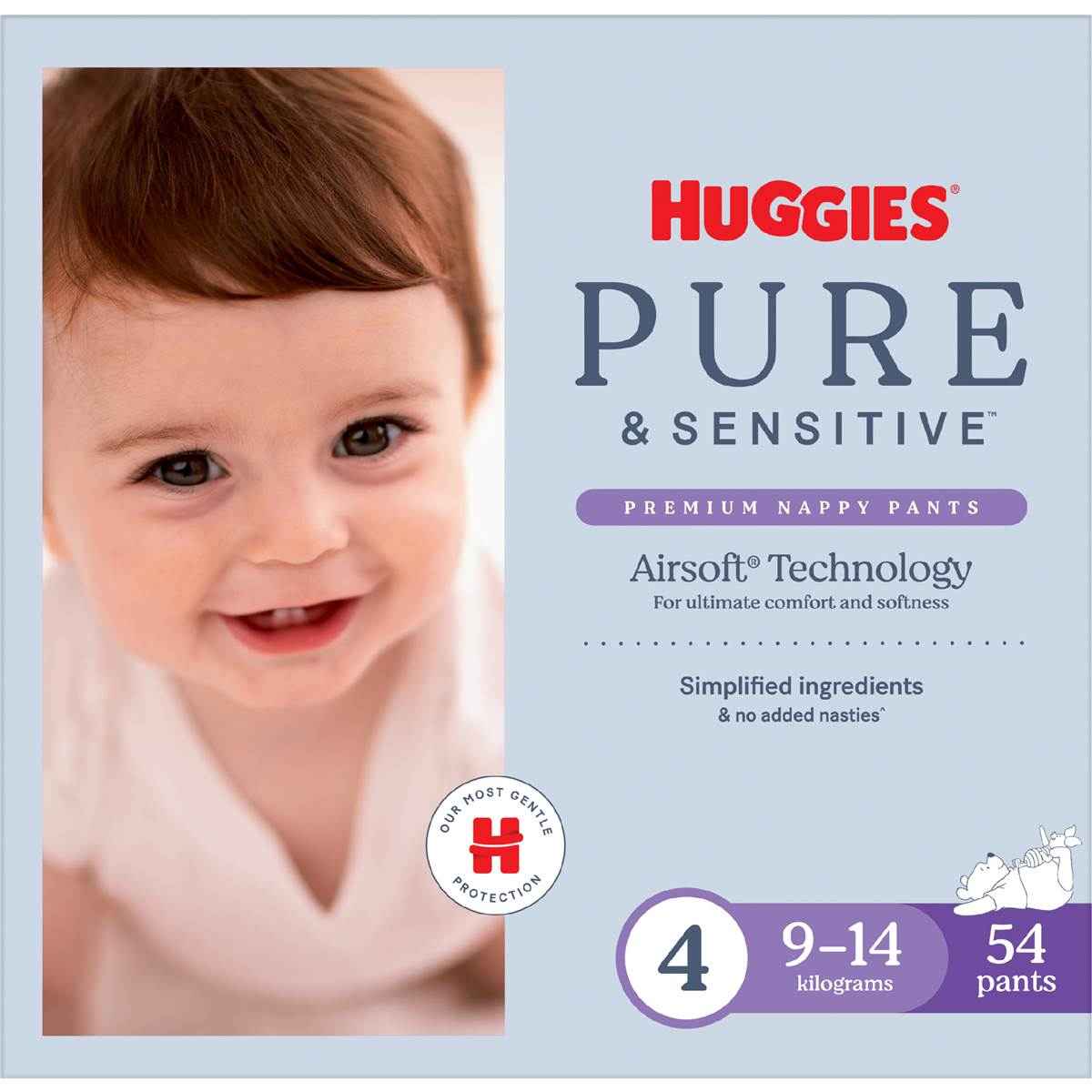 Huggies Pure & Sensitive Nappy Pants Size 4 (9-14kg) 54 pack