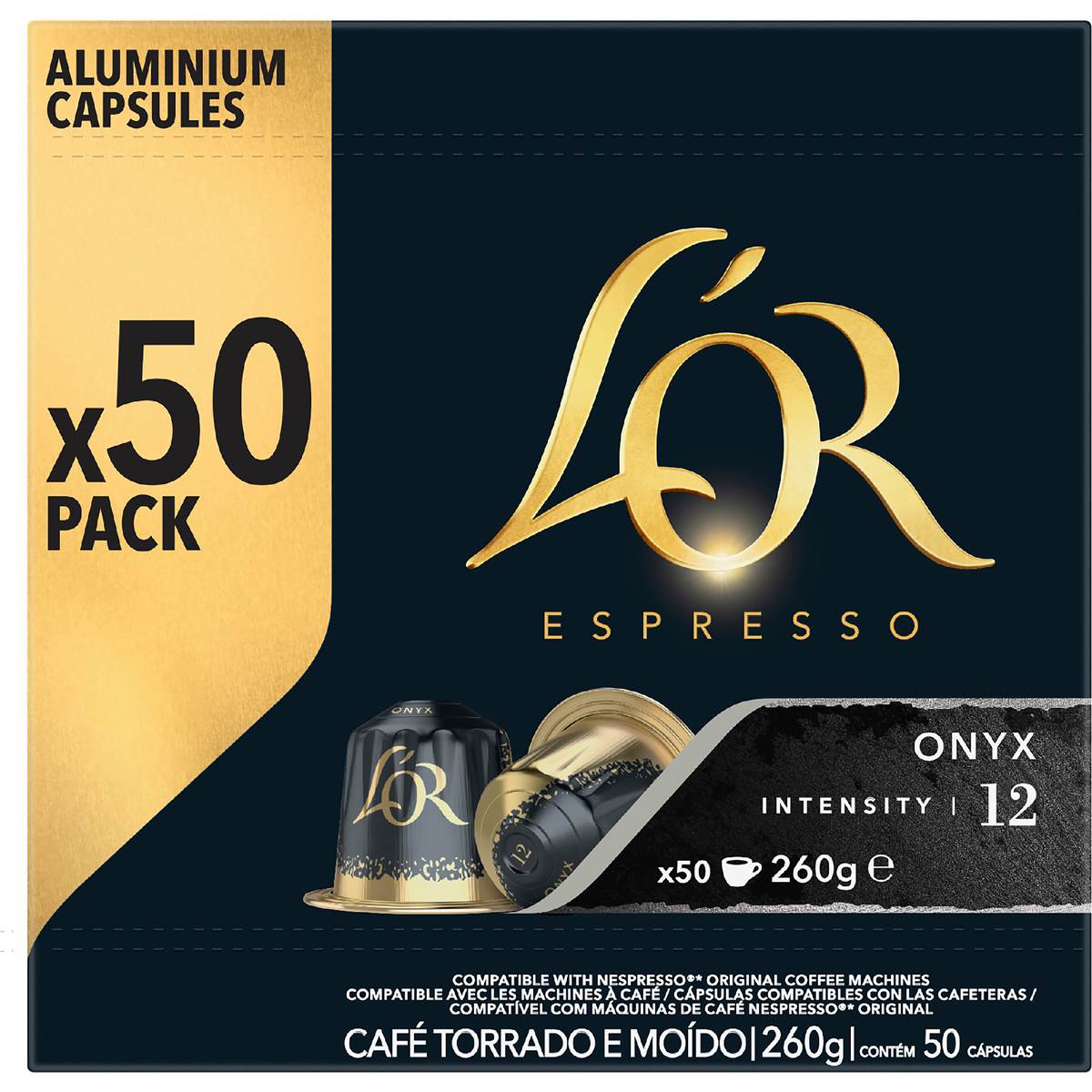 L'Or Espresso Onyx Intensity 12 Coffee Pods 50 pack