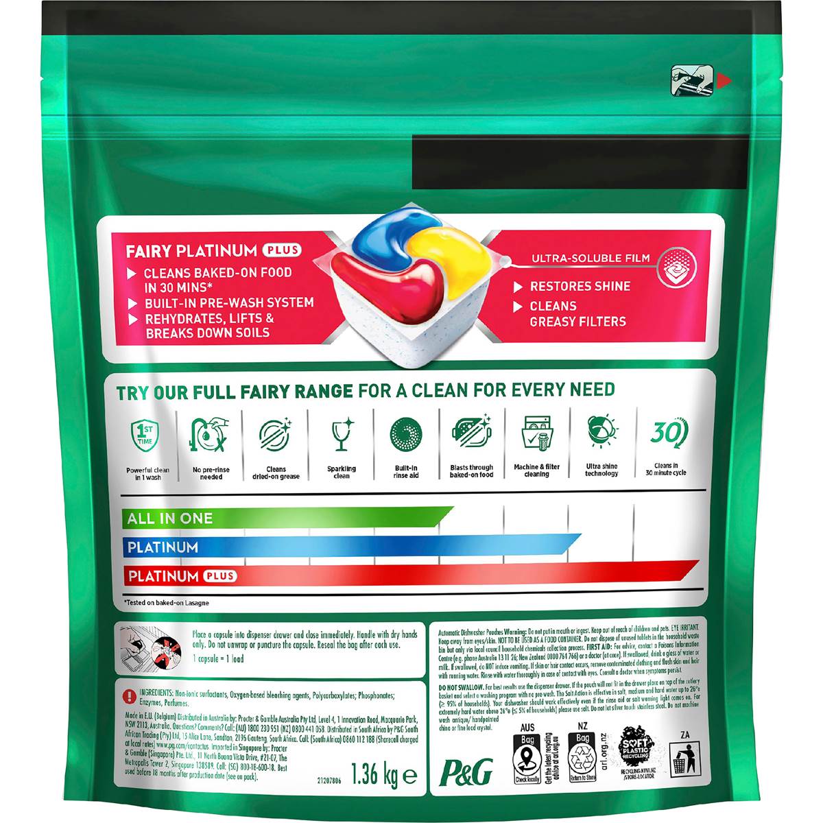 Fairy Platinum Plus Dishwasher Tablets Lemon Scent 88 pack