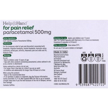 Help@Hand Pain Relief Paracetamol Liquid Capsules 16 pack