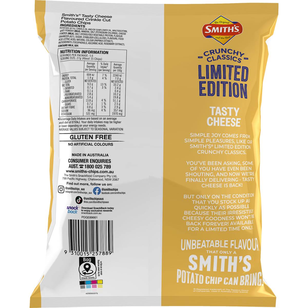 Smith's Crinkle Clasic Tasty Cheese 150g