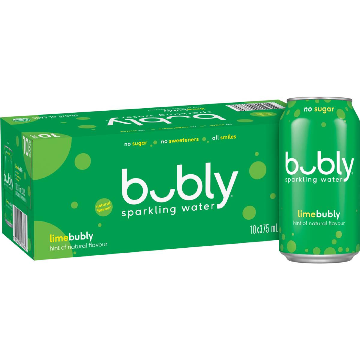Bubly Sparkling Water Cans Lime 375mL x 10 pack