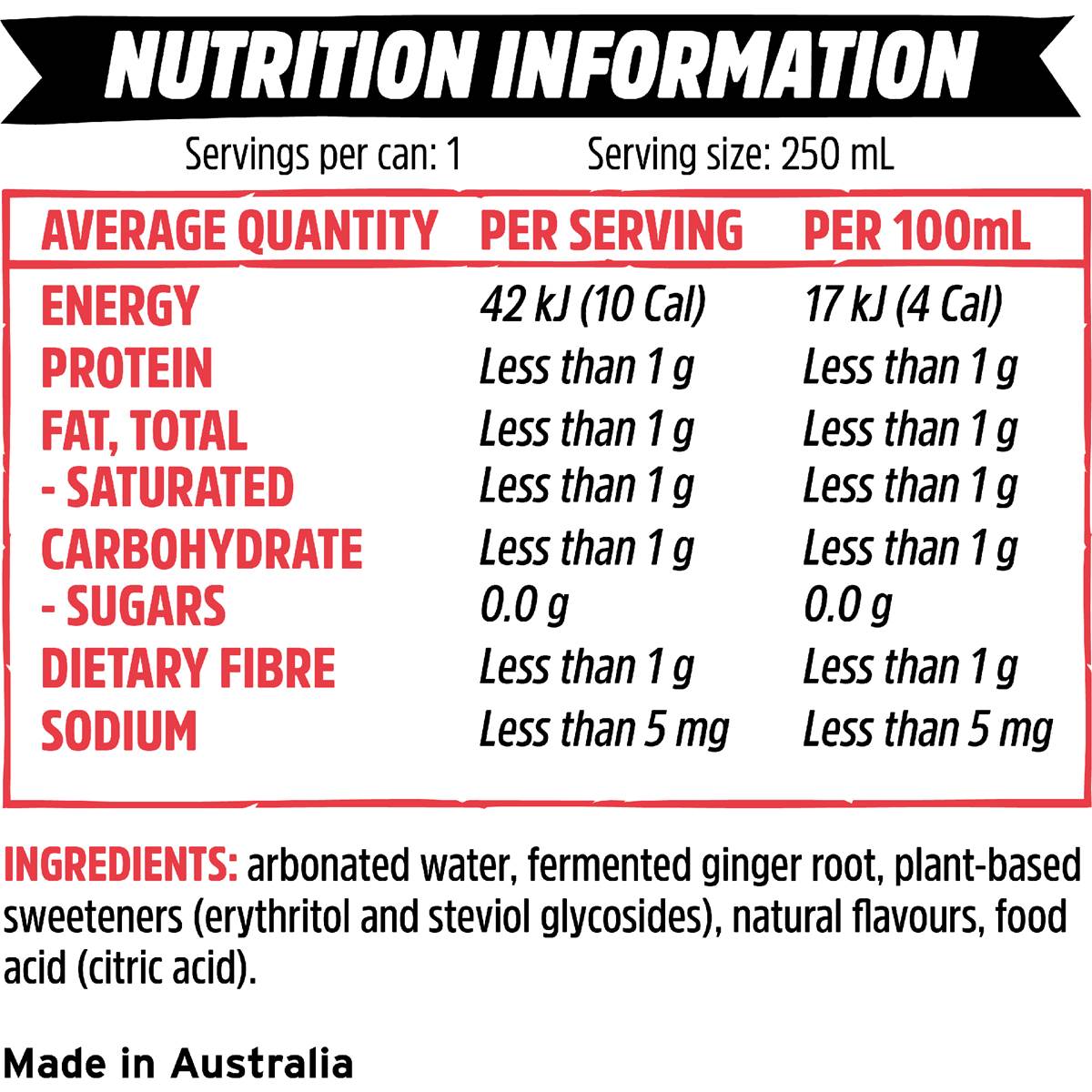 Remedy Ginger Beer Cans Lime 250mL x 4 pack