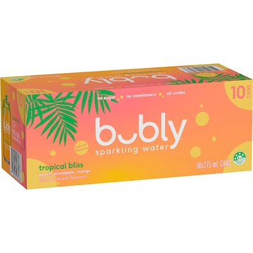 Bubly Sparkling Water Cans Tropical Bliss 375mL x 10 pack