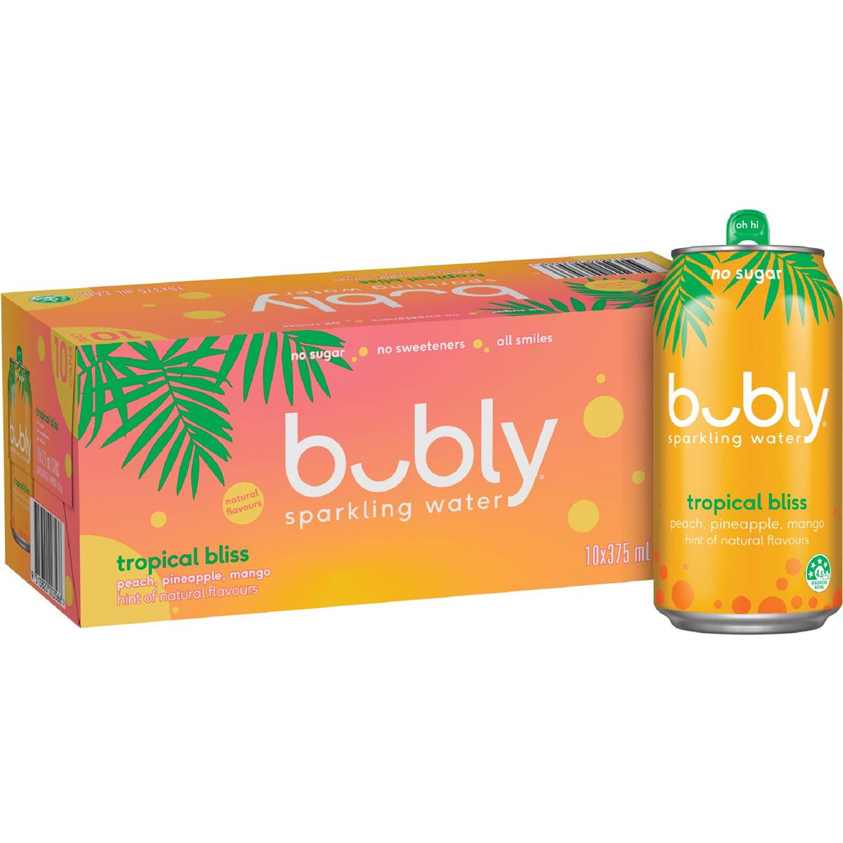 Bubly Sparkling Water Cans Tropical Bliss 375mL x 10 pack
