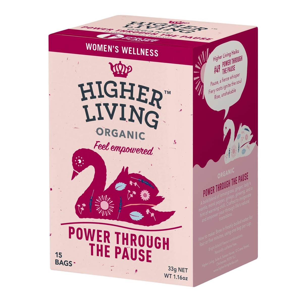 Higher Living Women's Wellness Power Through The Pause Tea Bags 15 pack