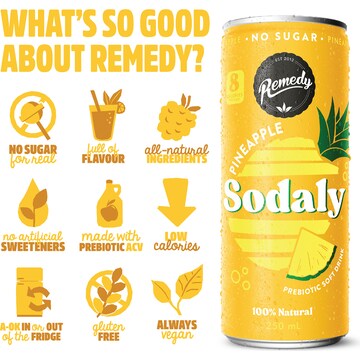 Remedy Sodaly Pineapple 250mL x 4 pack