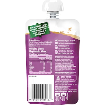 Rafferty's Garden Nuture Immunity Food Pouch Berries Pear & Oats 12M+ 120g