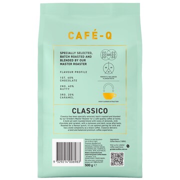 Grinders Cafe Q Classico Coffee Beans 500g