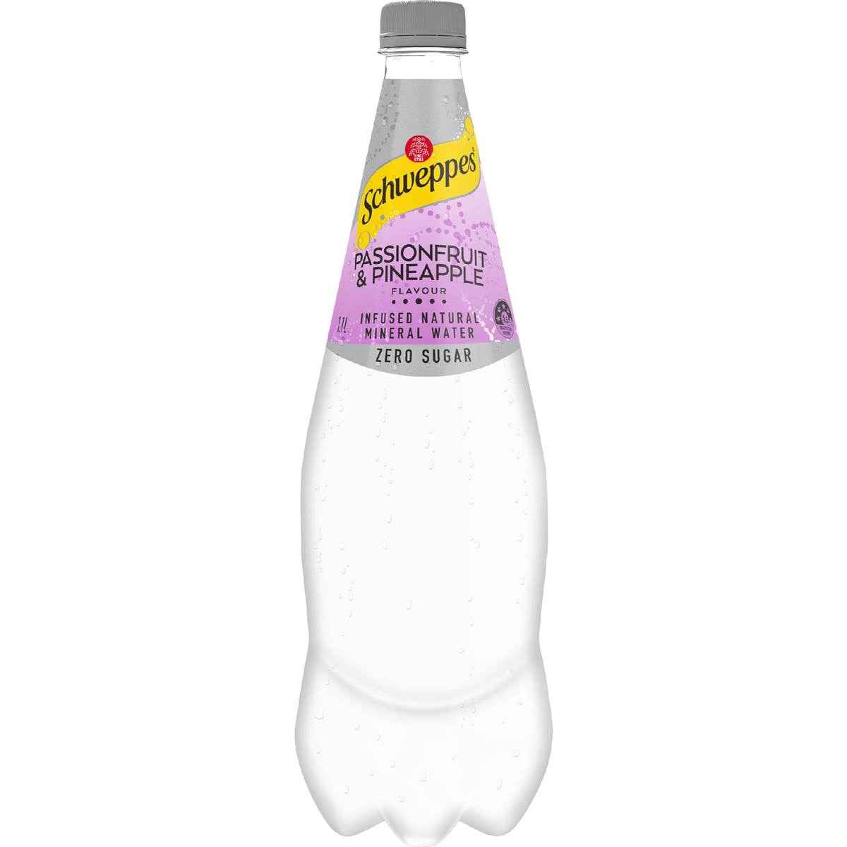 Schweppes Zero Sugar Mineral Water Passionfruit & Pineapple 1.1L
