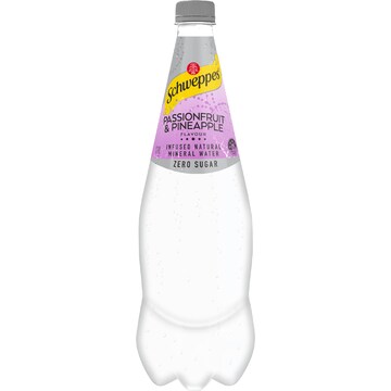 Schweppes Zero Sugar Passion & Pineapple Sparkling Mineral Water 1.1L