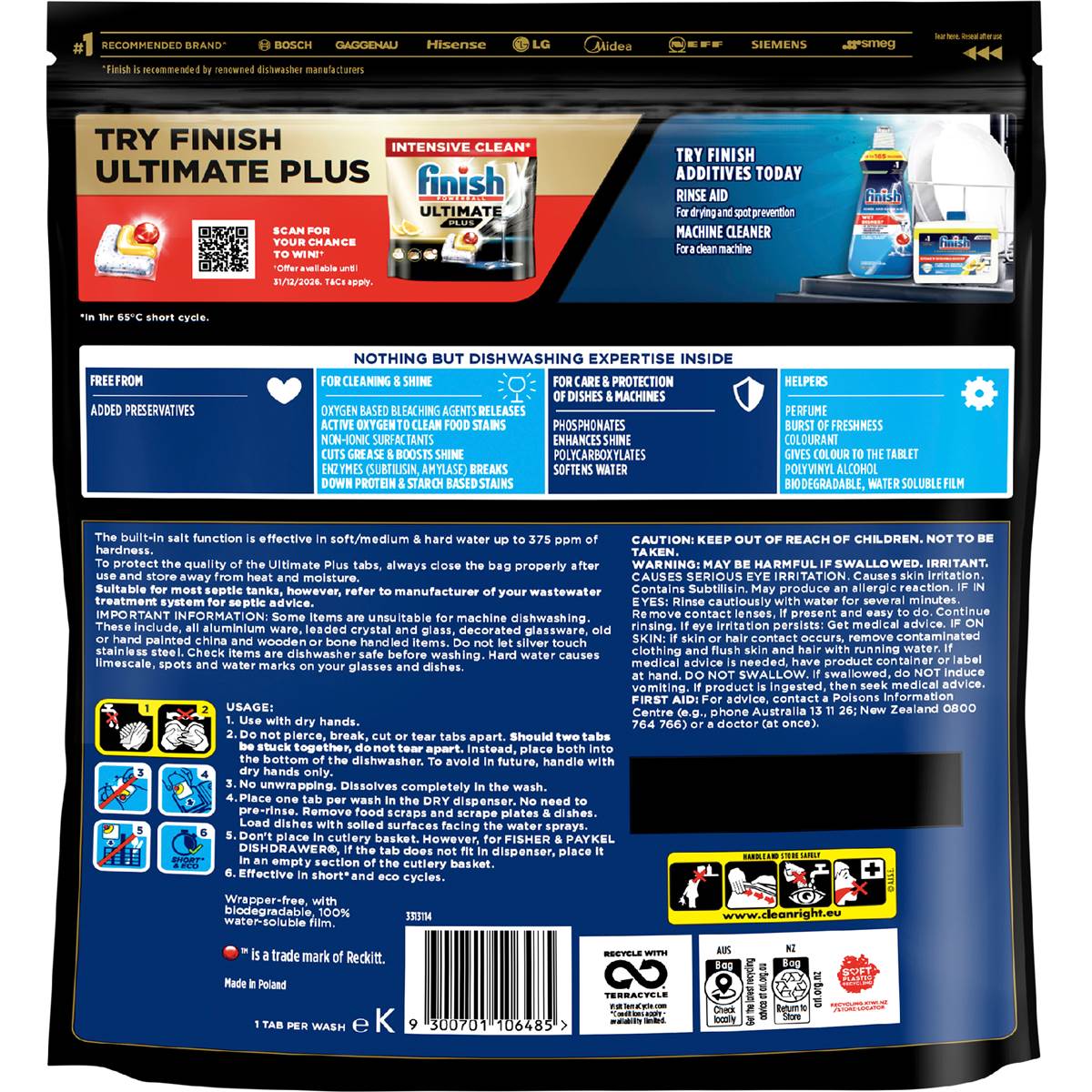 Finish Ultimate Plus Dishwashing Tablets Lemon 72 pack