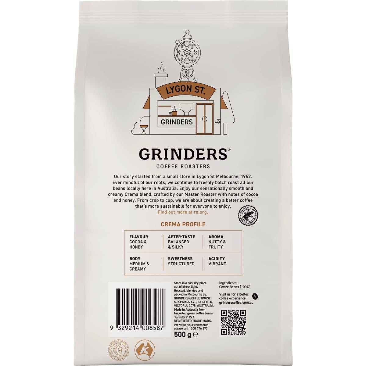 Grinders Crema Coffee Beans 500g