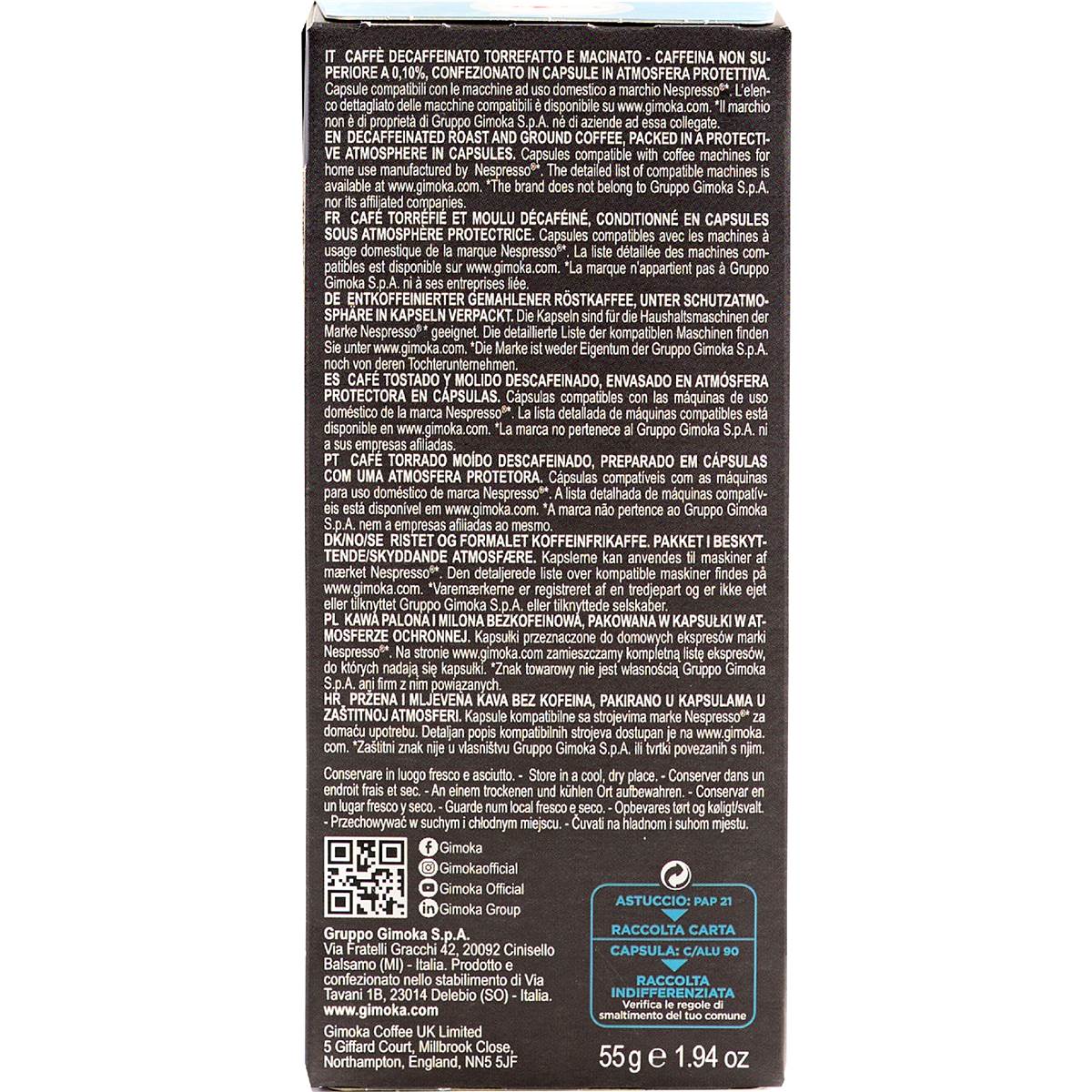 Gimoka Espresso Decaffeinato Pods 10 pack