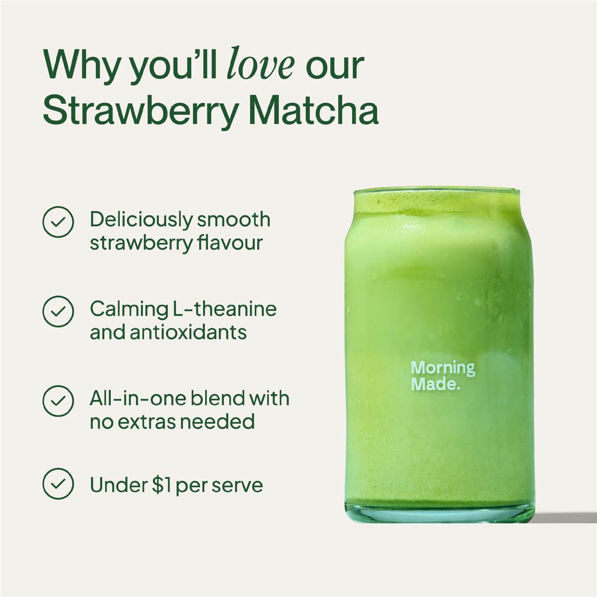 Morning Made Matcha Latte Strawberry Blend 50g