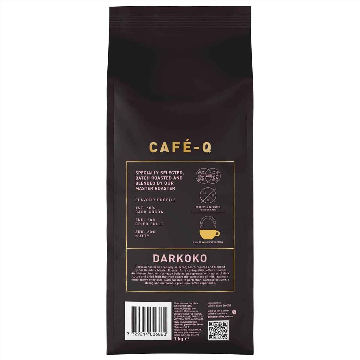 Grinders Cafe Q Darkoko Coffee Beans 1kg