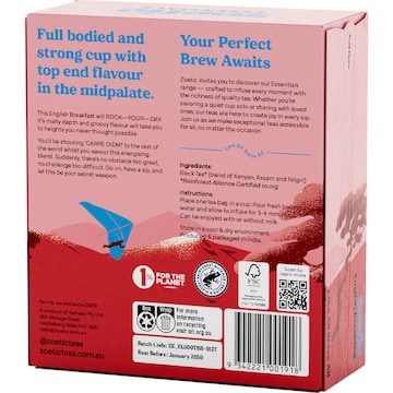 Zoetic English Breakfast Tea Bags 100 pack