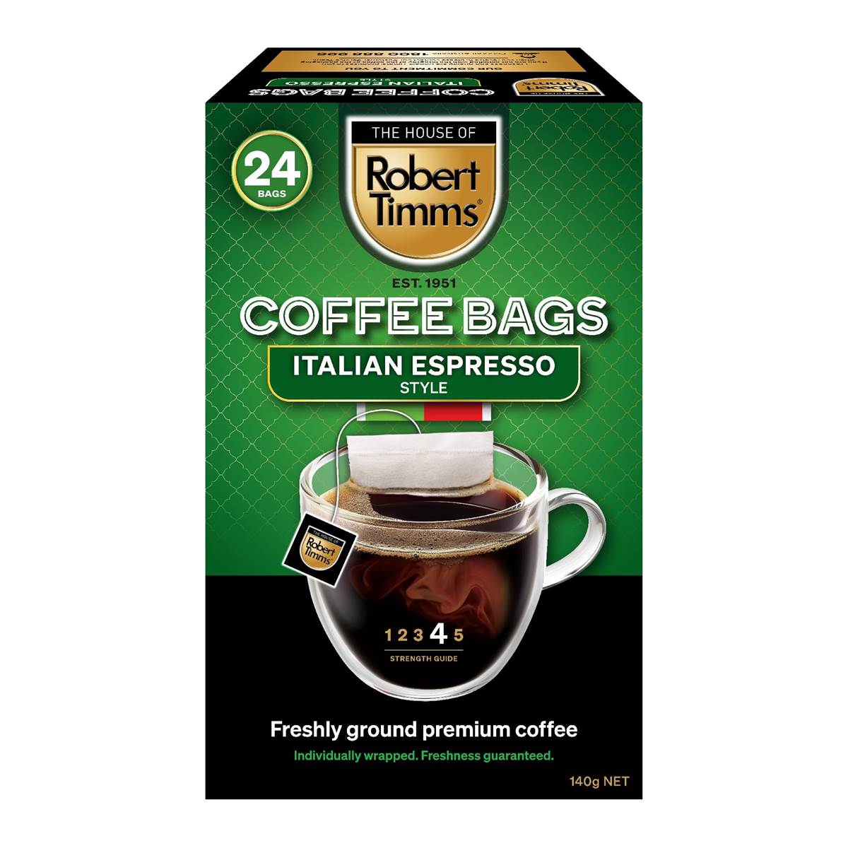 Robert Timms Coffee Bags Italian Espresso 24 pack