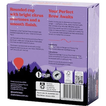 Zoetic Tea Bags Earl Grey 100 pack