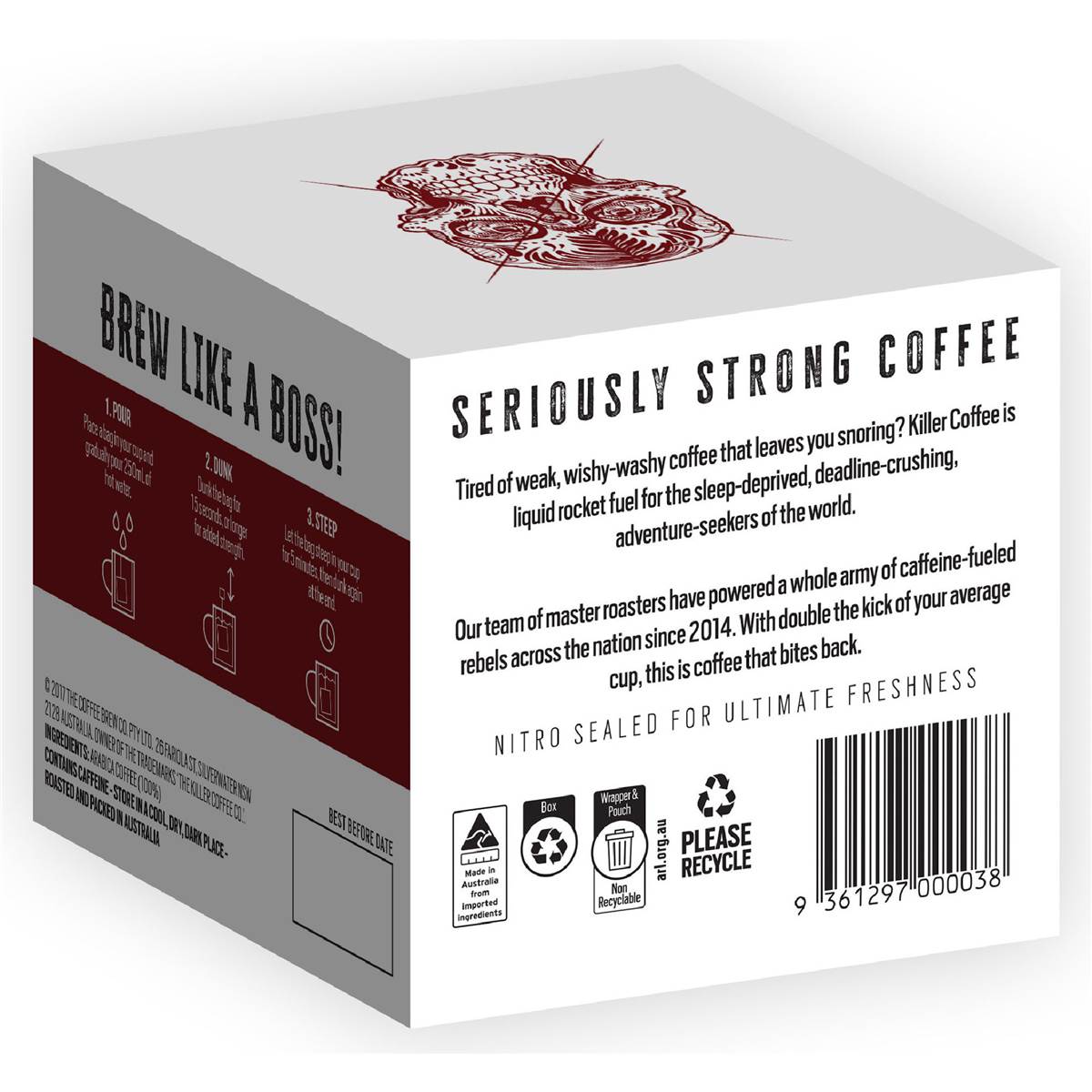 The Killer Coffee Co Coffee Bags Espresso 12 pack