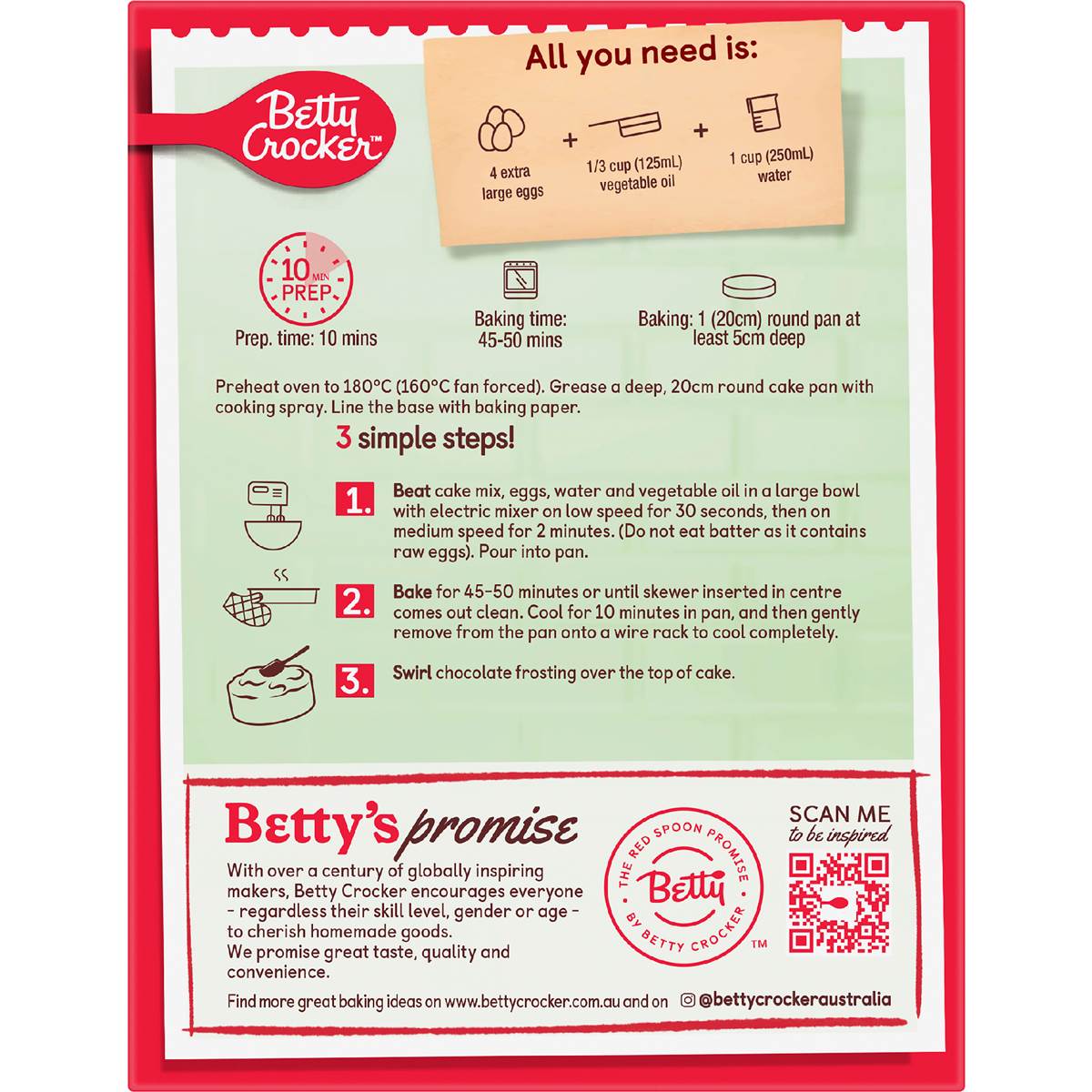 Betty Crocker Bake Smart Gluten Free Devil's Food Cake Mix 540g