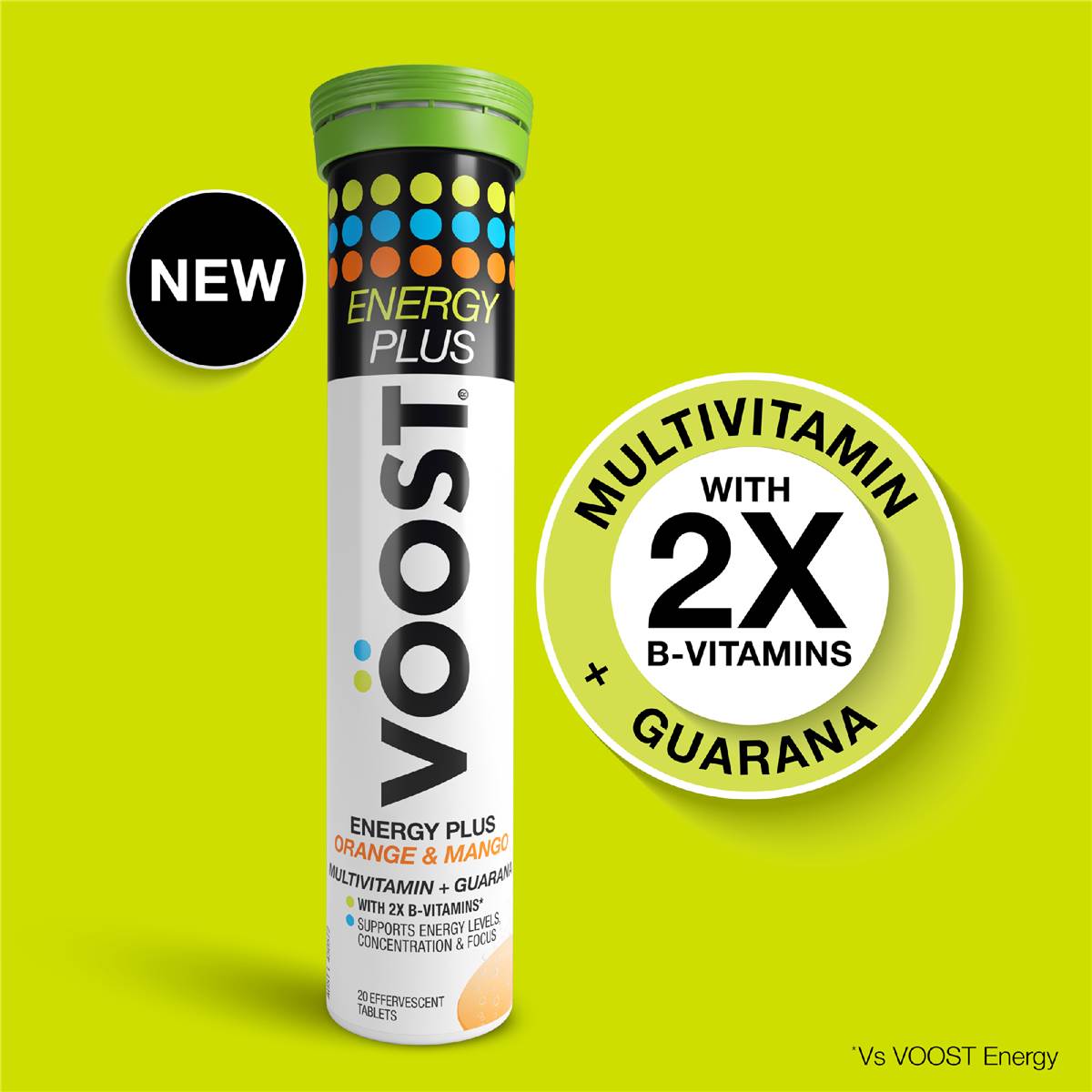Voost Effervescent Energy Plus Orange & Mango Tablets 20 pack