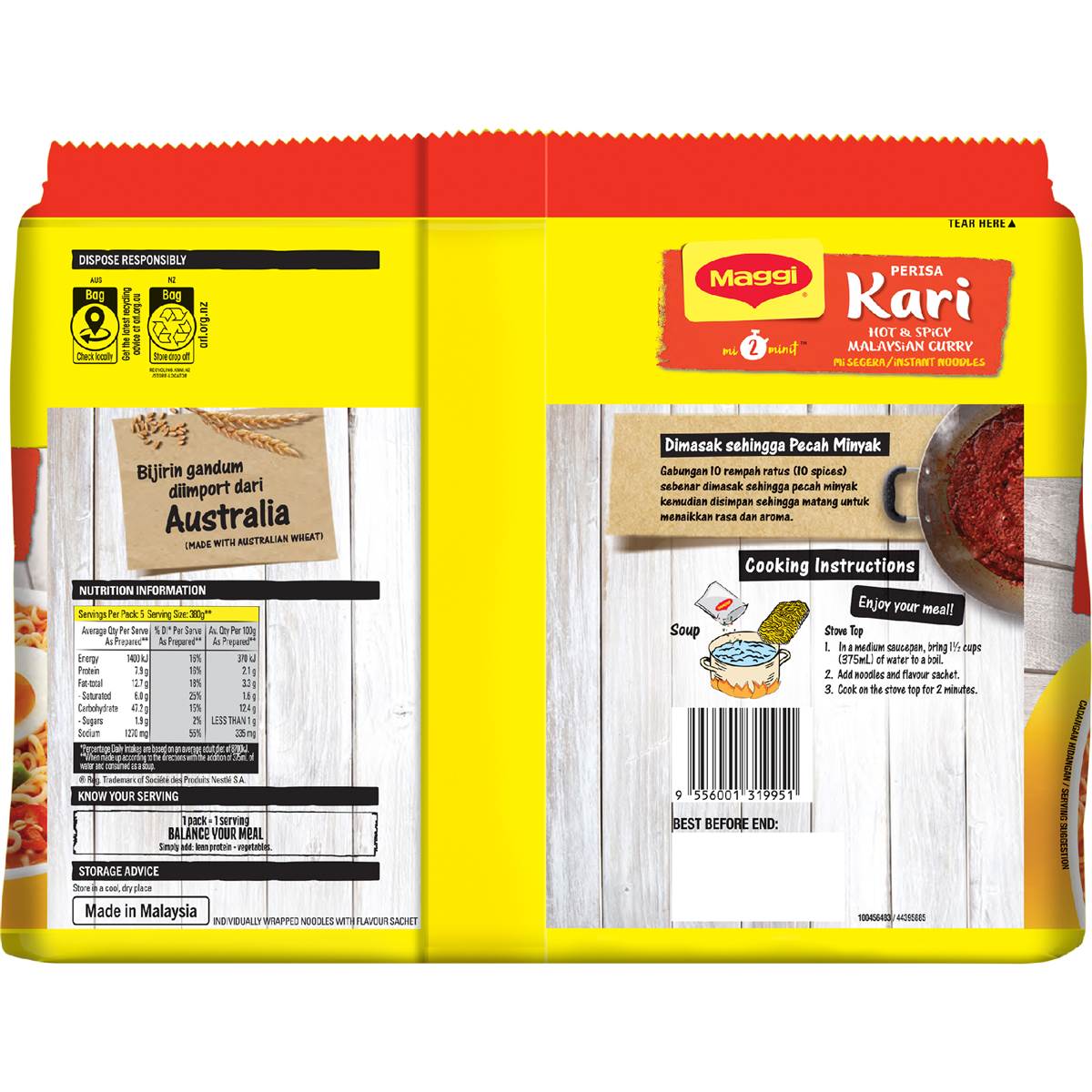 Maggi Perisa Kari Hot & Spicy Malaysian Curry 5 pack