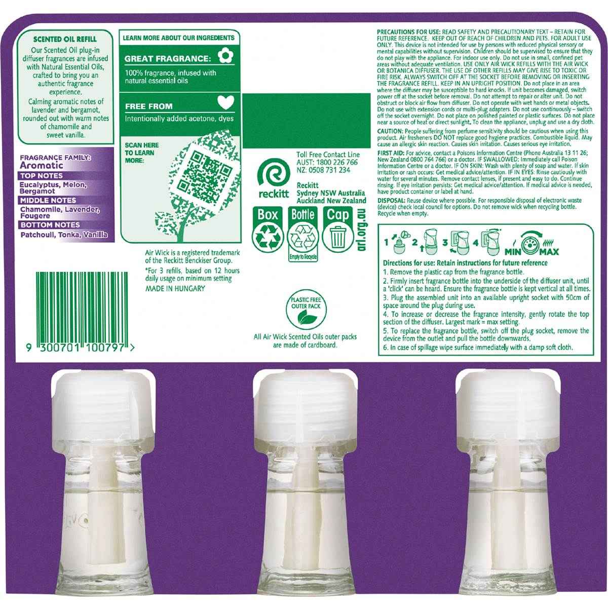 Air Wick 2x Essential Oil Lavender & Bluebells Plug In Refill 19mL x 3 pack (Sale)