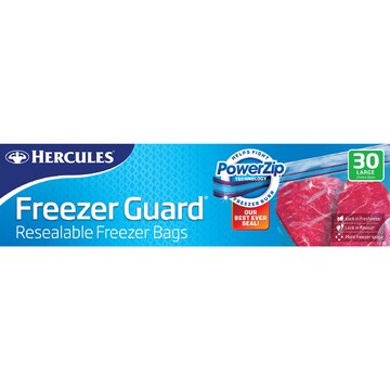 Hercules Freezer Guard Resealable Bags Large 30 pack