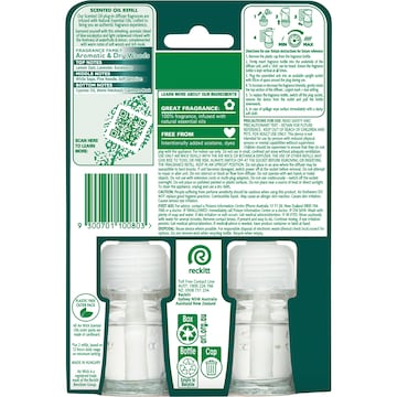 Air Wick 2x Essential Oil Eucalyptus & Cedarwood Plug In Refill 19mL x 2 pack