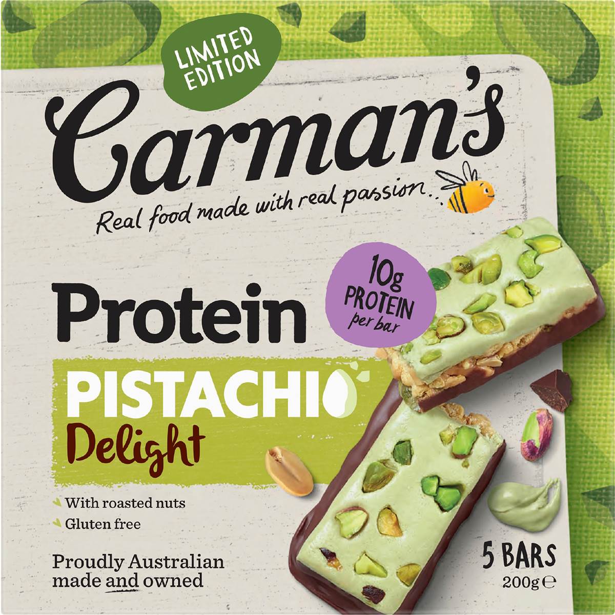 Carman's Protein Pistachio Delight Bars 5 pack