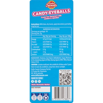 Dollar Sweets Edible Candy Eyeballs 30g