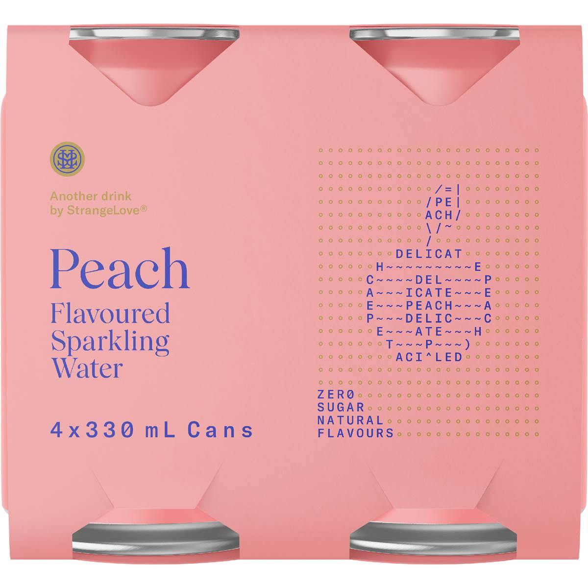 StrangeLove Peach Flavoured Sparkling Water 330mL x 4 pack