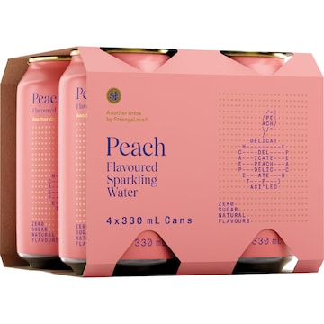 StrangeLove Zero Sugar Peach Flavoured Sparkling Water Multipack 330mL x 4 pack