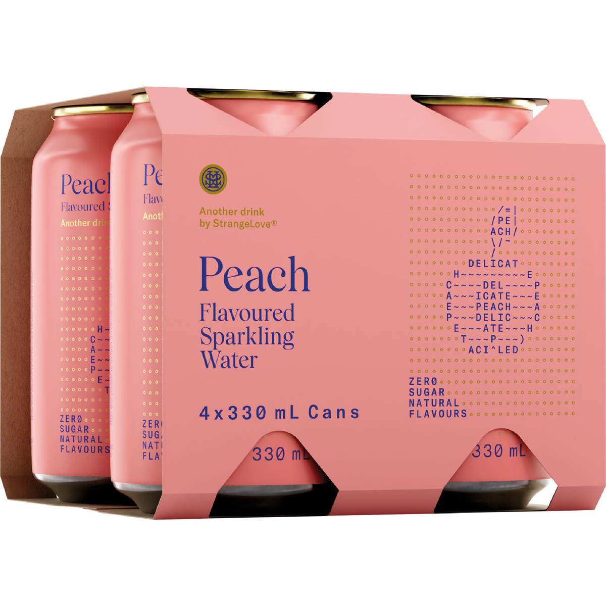 StrangeLove Peach Flavoured Sparkling Water 330mL x 4 pack