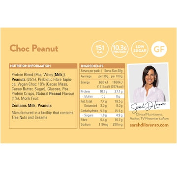 Sarah Di Lorenzo 10:10 High Protein Low Sugar Bar Peanut 38g