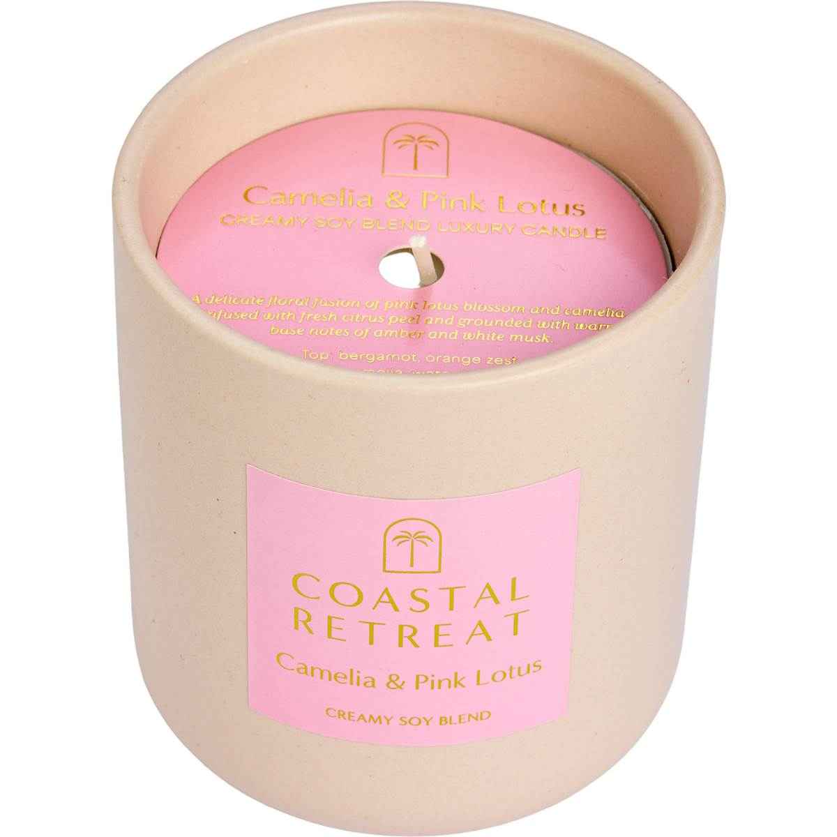 Coastal Retreat Soy Blend Luxury Candle Camelia & Pink Lotus 250g