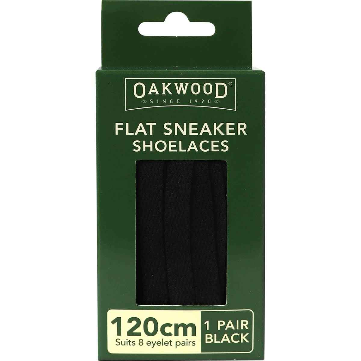 Oakwood Flat Sneaker Shoelaces Black 120cm each