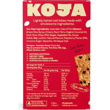 Koja Oat Bites Raspberry Choc Chip 150g