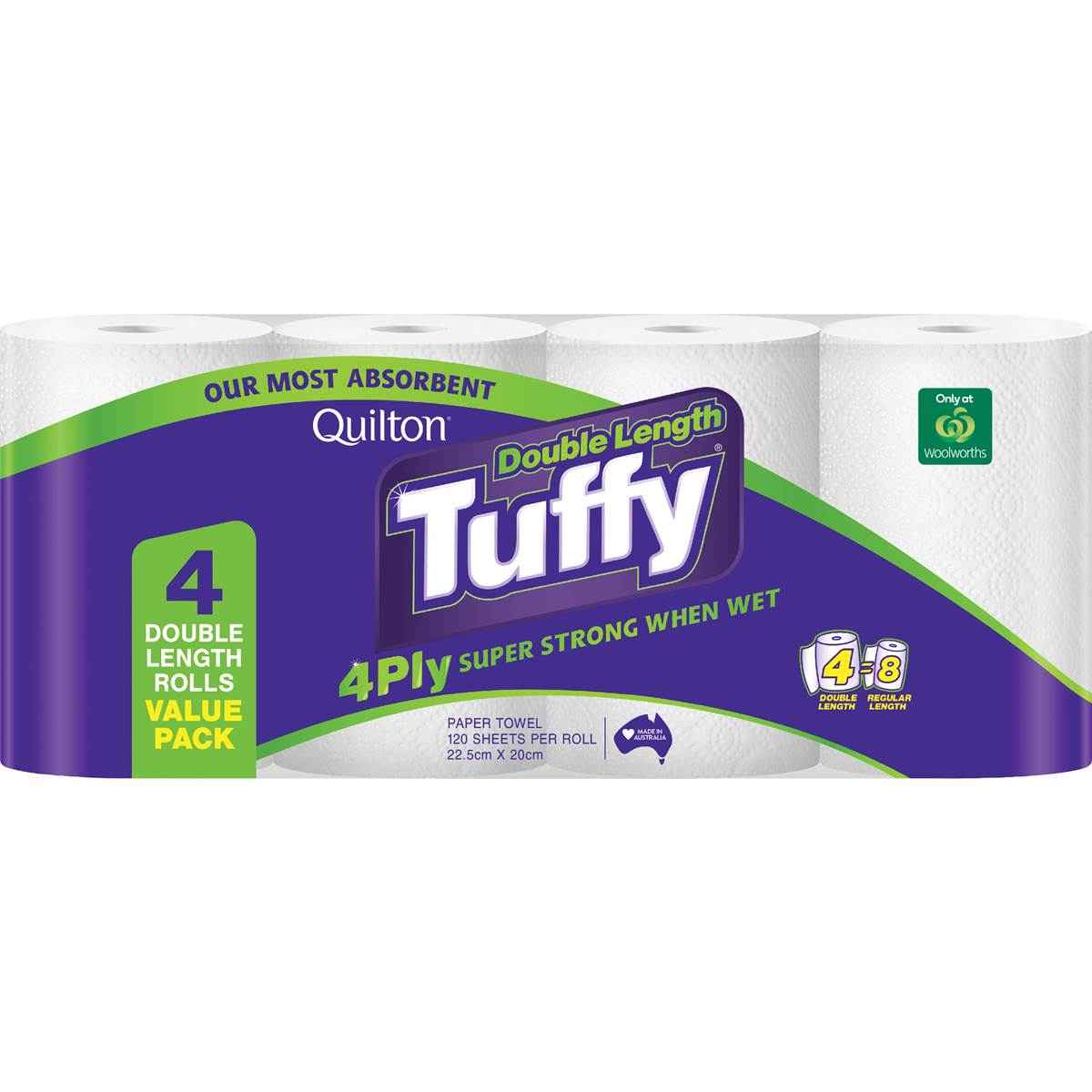 Quilton Tuffy Double Length Paper Towel Sheets 4 x 120 pack