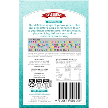 Queen Colourful Letters & Numbers Cake Decoration 104 pack