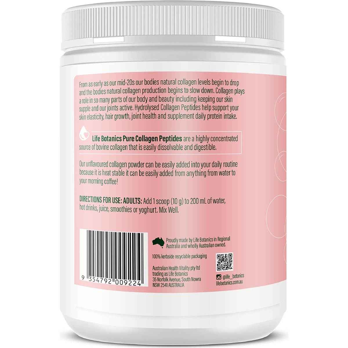 Life Botanics Pure Collagen Peptides Unflavoured 300g