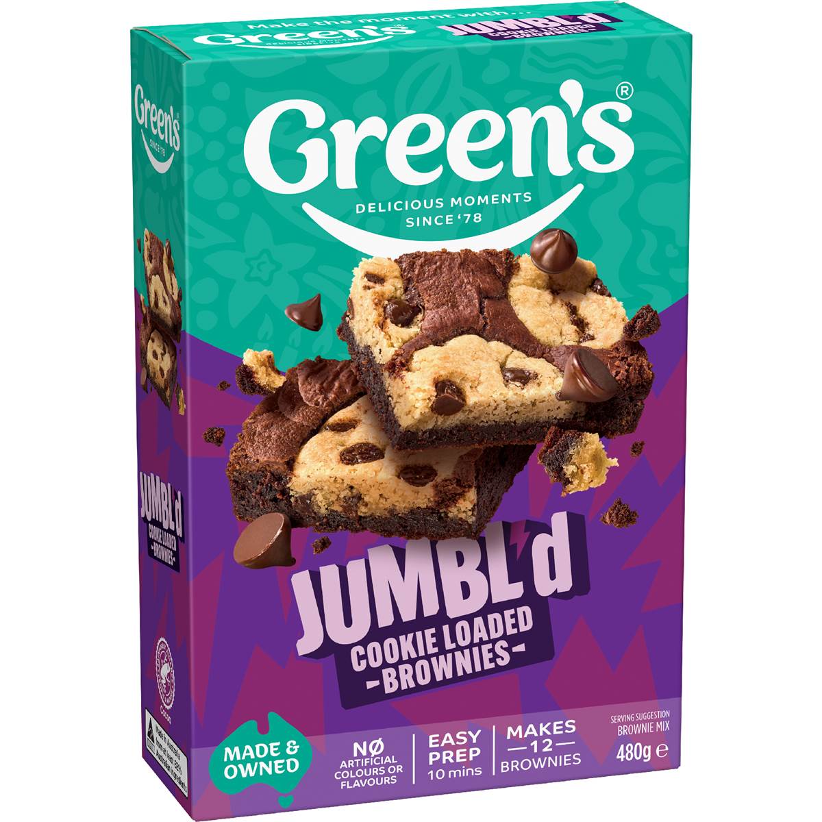 Green's Jumbl'd Cookie Loaded Brownies 480g
