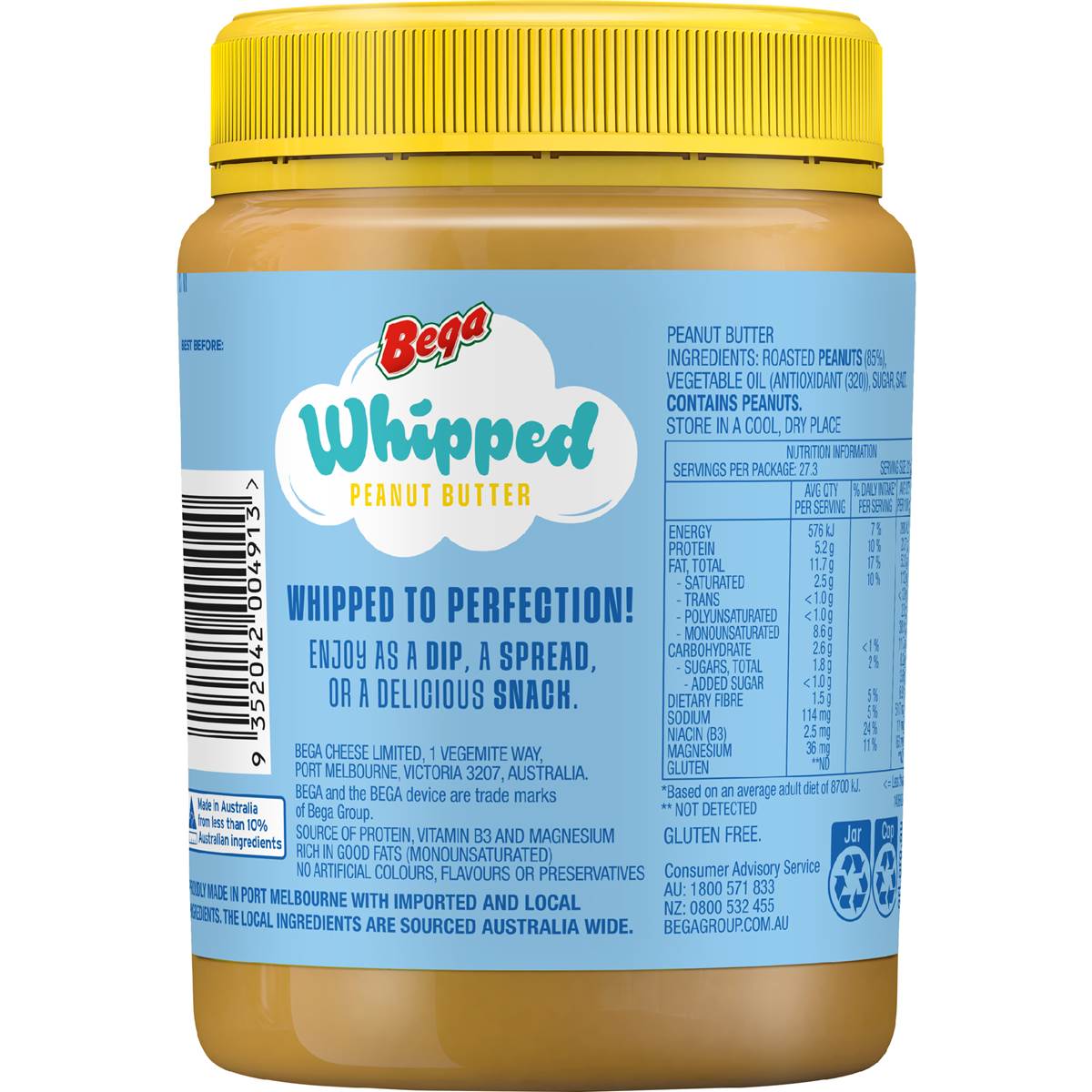 Bega Whipped Peanut Butter 600g