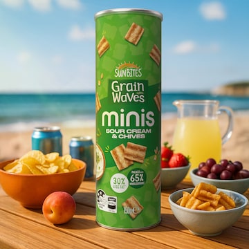 Sunbites Grain Waves Minis Sour Cream & Chives Wholegrain Chips 150g