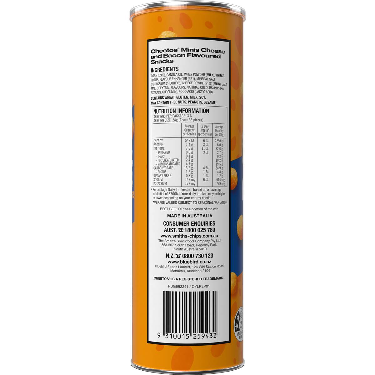Cheetos Minis Cheese & Bacon Balls Cannister 90g