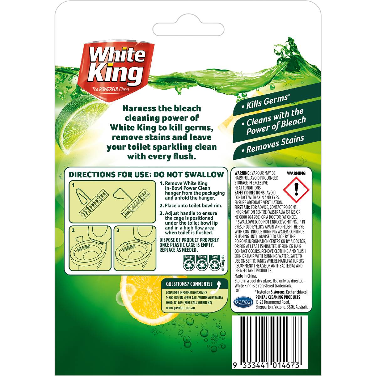 White King In Bowl Toilet Power Clean Citrus Burst 2 pack