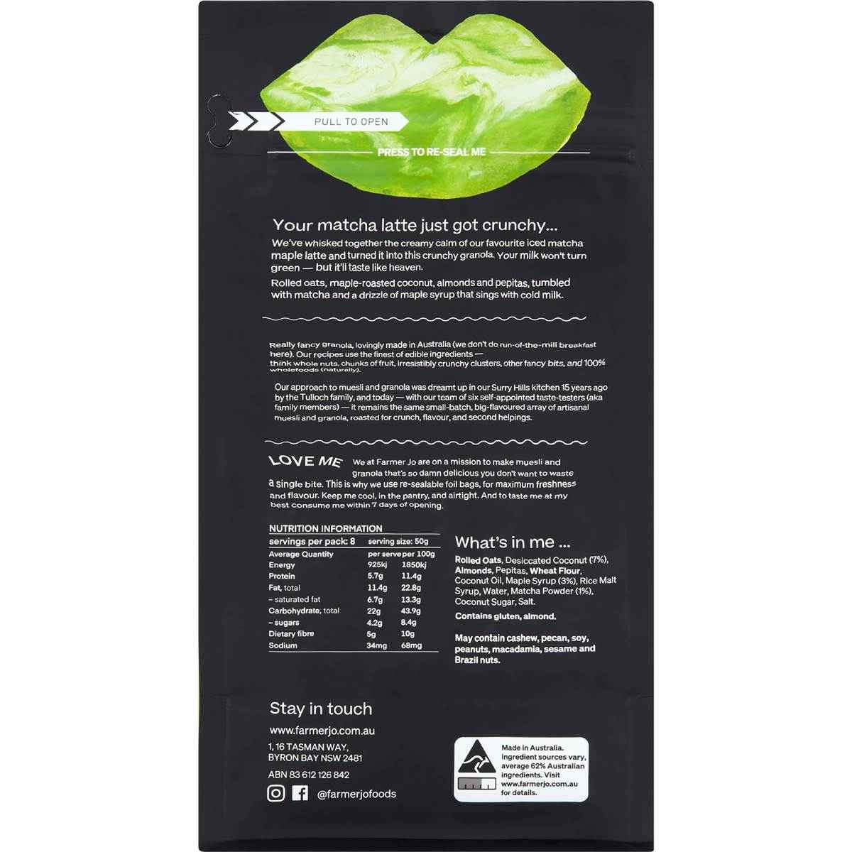 Farmer Jo Matcha Granola Maple & Coconut 400g