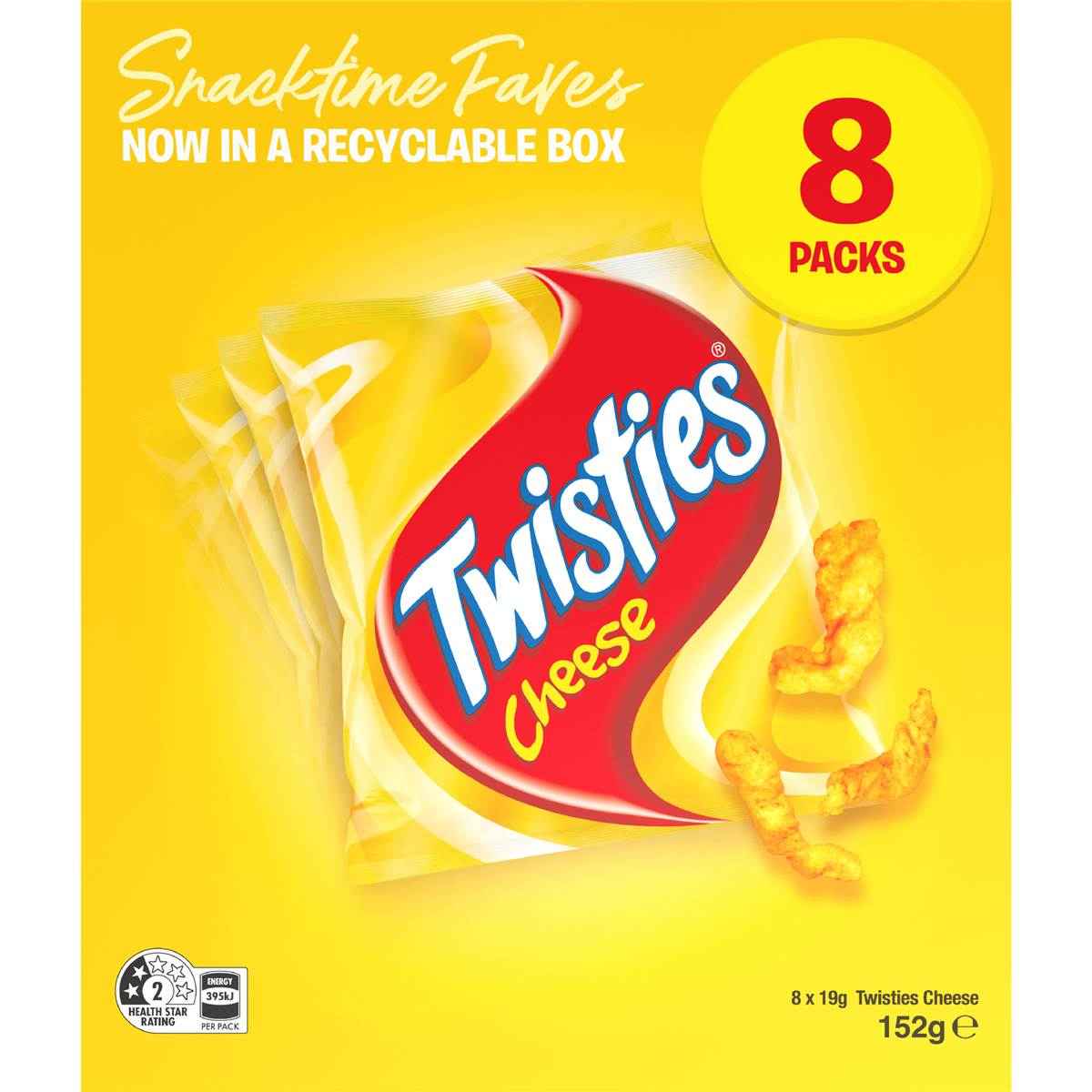 Twisties Cheese Snacks Lunchbox Multipack Cheese 8 pack