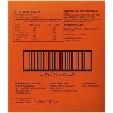 Reese's Peanut Butter Cups Snack Size 280g 18 pack